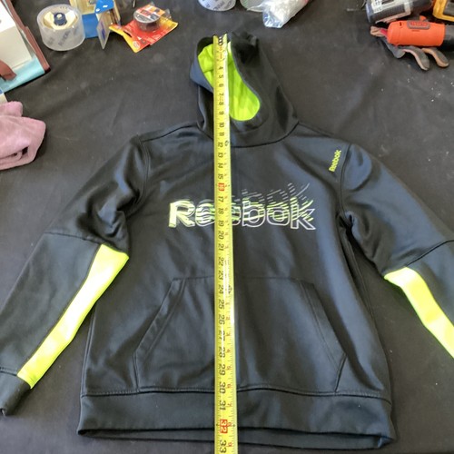 Reebok Boys Hoodie Black and Neon Green Size Large Super Soft Logo Decal - Picture 5 of 6