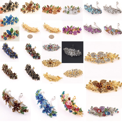 Wholesale 12 pcs Set Of Crystal Barrette With 6 Different Color