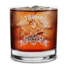 Donald Trump 45 47 USA President Make America Great Engraved 11 oz Whiskey Glass