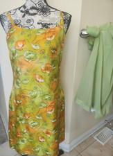 SALE! Sheath Dress in Green and Orange💎Gently Worn💎Classic 1960s Modern Look