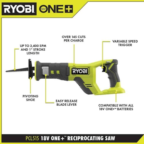 USA,ONE+ 18V Cordless Reciprocating Saw (Tool Only) - Picture 3 of 7