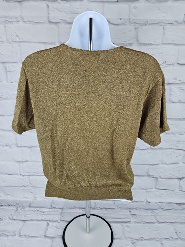 Vintage Pendleton Petite Women's Gold Sparkly Short Sleeve Blouse Top Size M - Picture 5 of 10