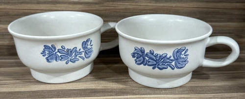 Set of 2 - Pfaltzgraff Yorktowne Coffee Cup Soup Mug Handle Blue Stoneware 7-1