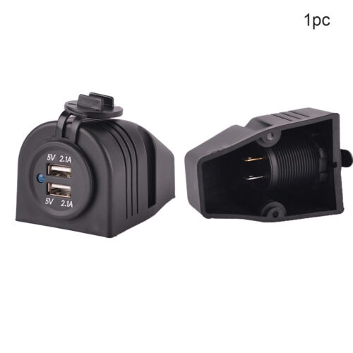 Cargador de alimentación universal impermeable para automóvil de 12-24 V adaptador de enchufe doble USB 2.1A - Imagen 2 de 5