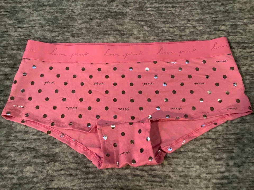 Calcinha masculina Victoria's Secret rosa bling prata ponto folha dália rosa G GG - Imagem 2 de 4