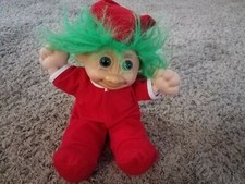 Vintage RUSS Troll Doll 13" Christmas Santa Pajama Suit with Pull Down Flap