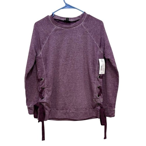 ANA A New Approach Side Tie Casual Sweatshirt Purple NWT Womens Small