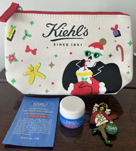 Kiehl’s Gift travel set 8 items LimitedEdition Cosmetic Bag Pin Gel Cream Serum - Picture 3 of 14
