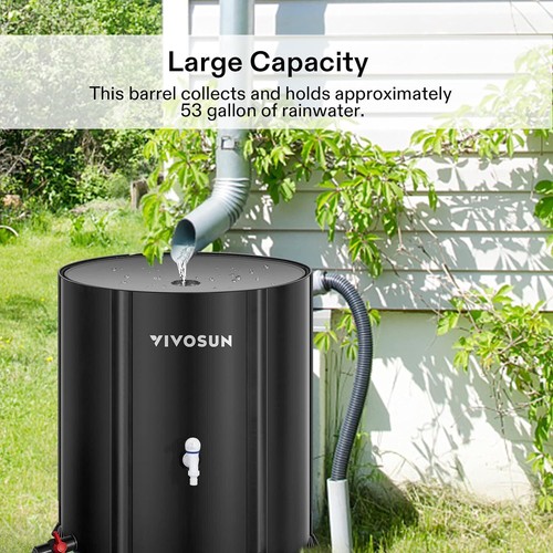VIVOSUN 53/100/132 Gal Collapsible Rain Barrel Catcher, Water Storage Tank PVC - Picture 11 of 46