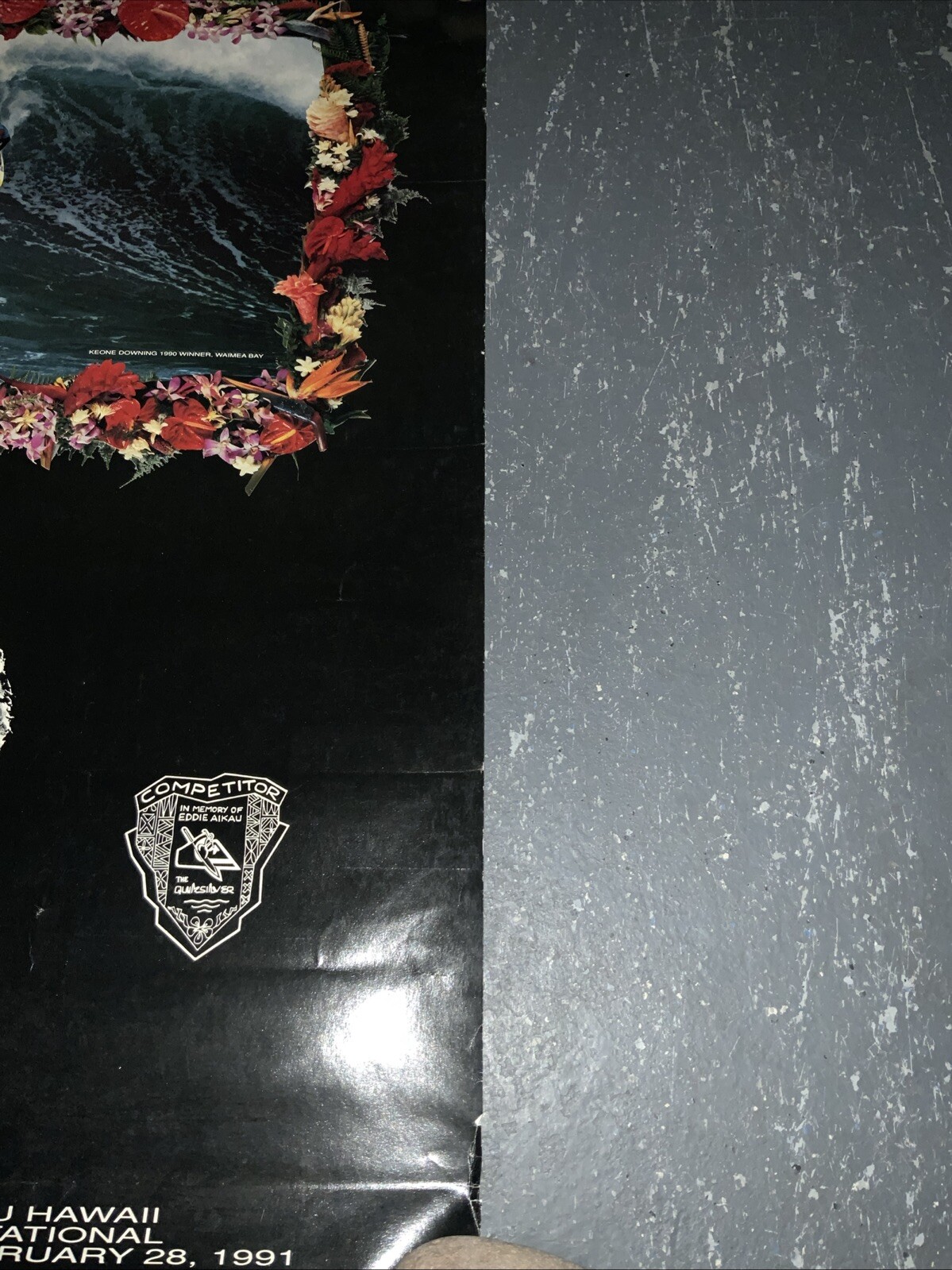 VINTAGE EDDIE AIKAU POSTER SURF QUIKSILVER 1990-91 WAIMEA BAY ORIGINAL RARE