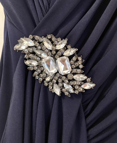 Abito Eliza J 8 donna a cascata blu maxi occasione abito da ballo lungo 51 - Foto 6 di 9