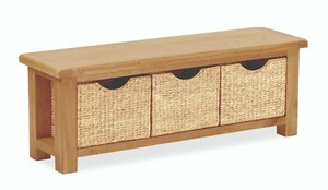 Oakvale Bench With Baskets Solid Wood Hallway Bench With Wicker