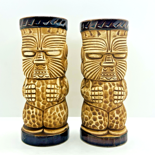 Vtg Trader Dicks Tiki Bar Mugs Ascuaga’s Nugget Reno Hawaii - Set of 2, 7"