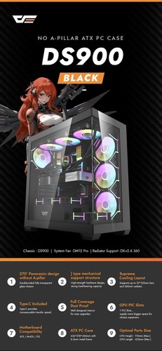 Estuche de PC Darkflash DS900 ATX Mid-Tower negro vidrio templado - Imagen 8 de 10