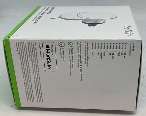 CHARGEUR SUPPORT BELKIN BOOST CHARGE PRO VOITURE SANS FIL MAGSAFE IPHONE 12/13/14/15 - Photo 3 sur 9