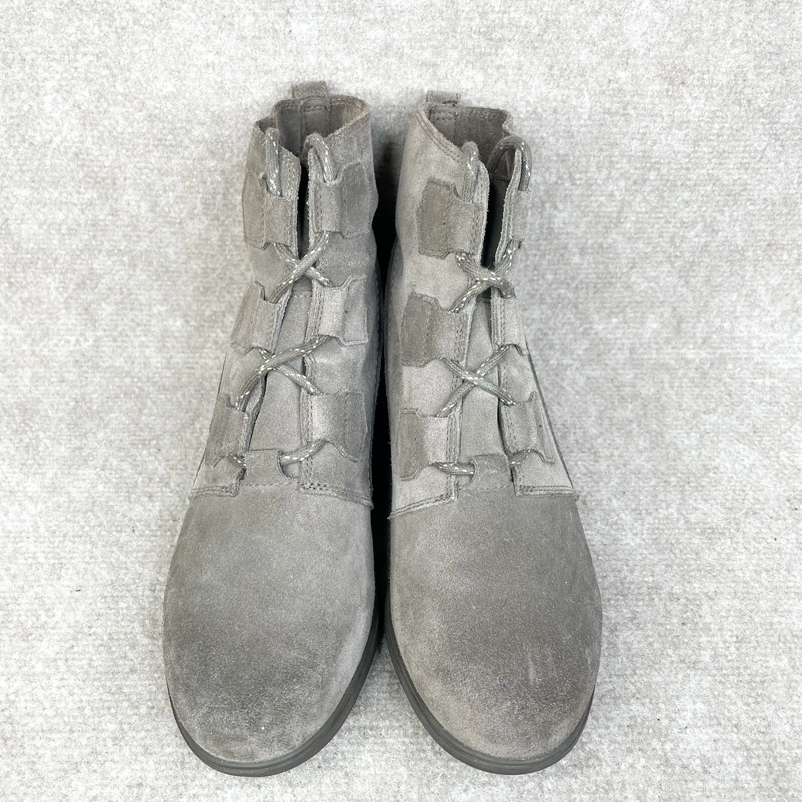 sorel evie suede waterproof lace up wedge bootie heel boots