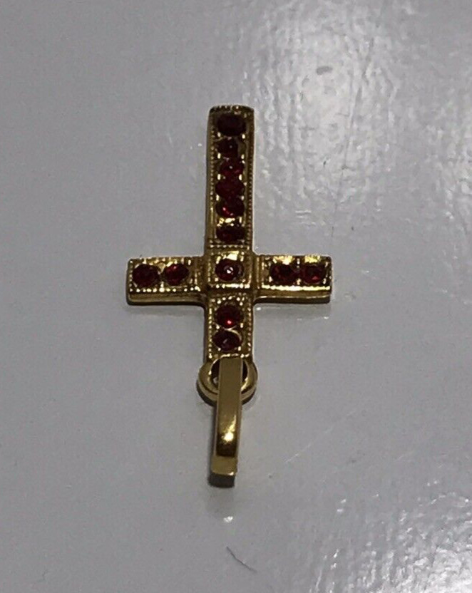 18k Yellow Gold & Red Ruby Simulated Stones Chris… - image 4