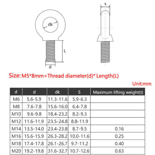 Hebeaugenschrauben und -muttern Stahl verzinkt Buchse M6 M8 M10 M12 M14 M16 M20 - Bild 2 von 49
