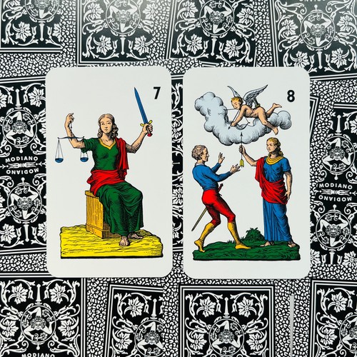 Rare Modiano Tarocco Siciliano Tarot Cards Set - Photo 5 sur 7