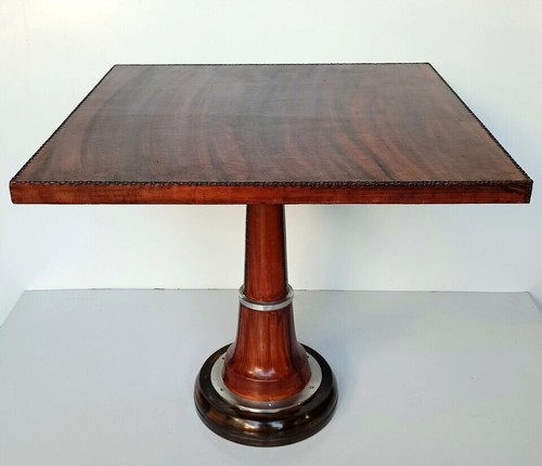 Square Coffee End Table Leather Wrapped & Stitched Home Cafe Bar Pub Decorative - Picture 6 of 7