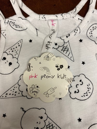 Camiseta sin mangas recortada rosa peonía niños niñas talla 3T niños conos de helado nueva con etiquetas - Imagen 2 de 6