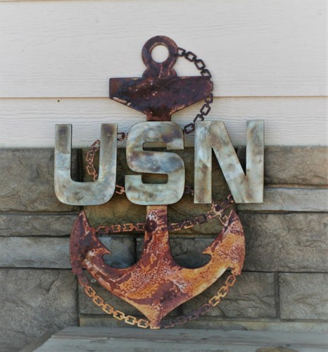 US Navy Chief Anchor Rustic Steel Wall Decor -- 19" tall - Picture 7 of 12