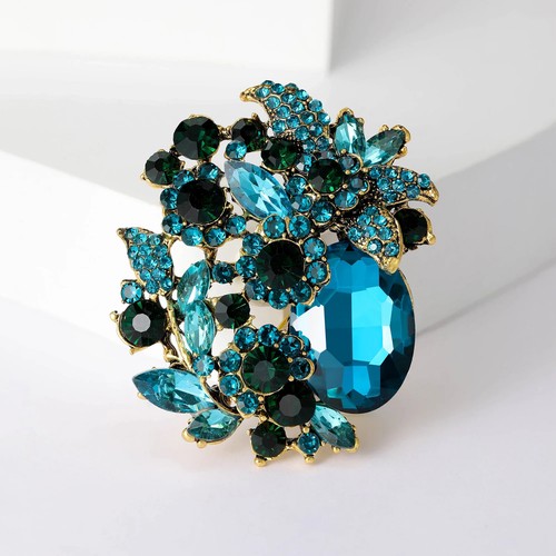 Crystal Large Glass Brooches for Women Unisex Rhinestone Clothes Pin Accessories - Picture 7 of 26