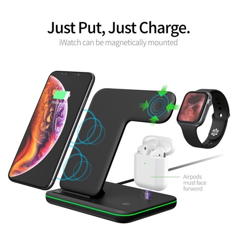 Techno S Fast 3 in 1 Wireless Dock Charging Station for Apple,Samsung + Adapter - Picture 4 of 12