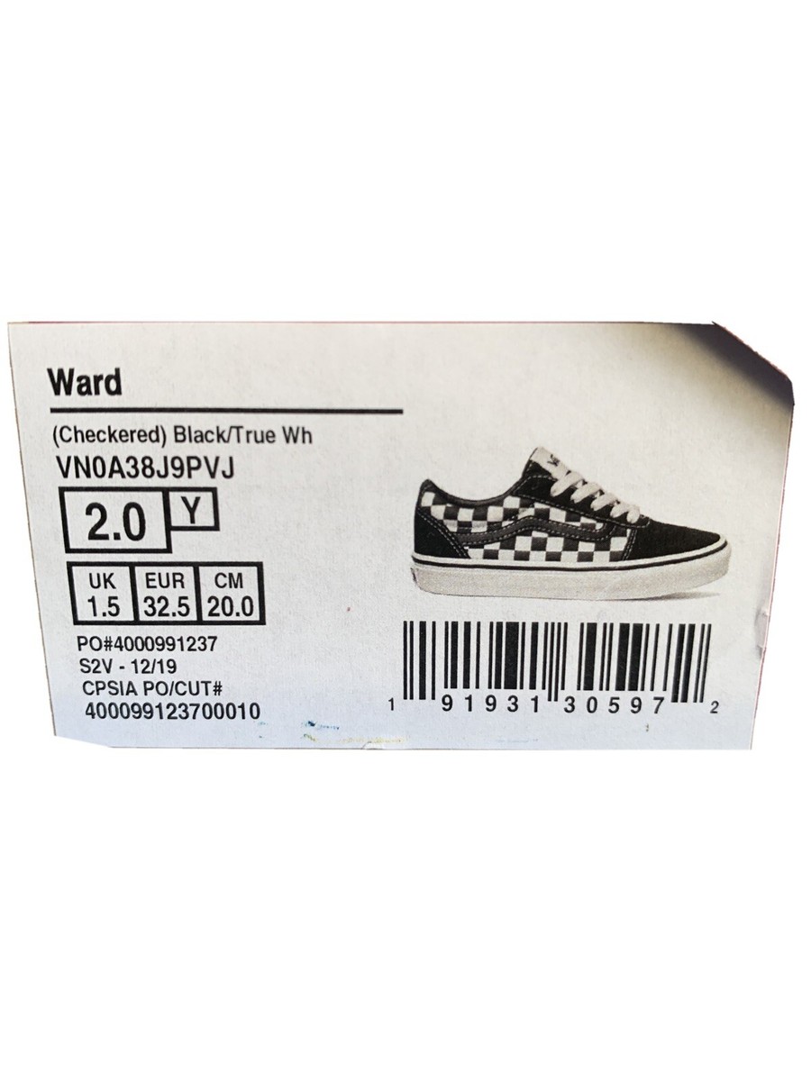 Vans Checkered Black White Ward Sneakers Shoe Youth Lace Up
