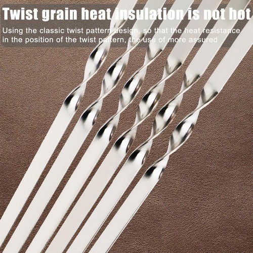 6pcs Stainless Steel Bbq Skewers Flat Grilling Sticks for Outdoor Camping - Picture 4 of 12