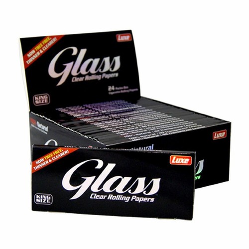 Vidrio transparente tamaño King para fumar - papel rodante delgado invisible sin árboles CAJA COMPLETA - Imagen 2 de 3