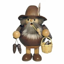 Little Old Man with Forest Pine Cones Wooden German Smoker - Made in Germany