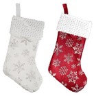 Christmas Velvet Stocking with Silver Glitter Snowflakes and Sequins - Choose