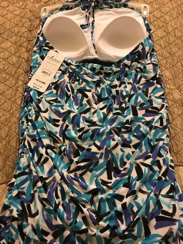 29 New Catalina Woman’s High Neck Haltar Swimdress White Plus Bathing Suit 1X16W - Picture 6 of 12