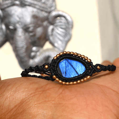 Handmade Natural Faceted Labradorite Blue Flash Minimalist Gem Crystal Bracelet - Picture 12 of 13