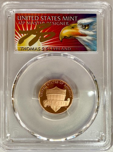 2022 S 1C Lincoln Cent PCGS PR70RD DCAM FDOI Thomas Cleveland Eagle Hand Signed - Picture 7 of 10