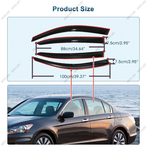 Visera de ventilación de ventana lateral para Honda Accord 2008-2012 JDM Mugen estilo EE. UU. - Imagen 4 de 10