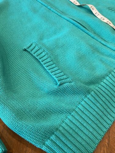 100% Cotton Plus Size 2x Appleseed’s Quality Zip Knit Sweater Coat Pockets Green - 第 3/9 張圖片