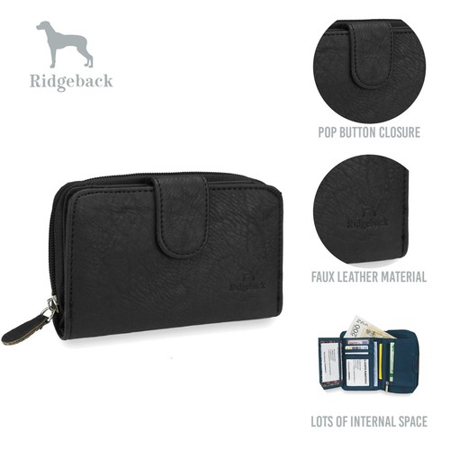 SMALL&LARGE Womens Ladies Leather Look Wallet Zip Round Card Button Clutch Purse - Picture 2 of 19