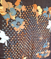 VINTAGE SILK SCARF P.A.S /french 60s70s/Silk Scarf 34/ VINTAGE /BROWN YELLOW