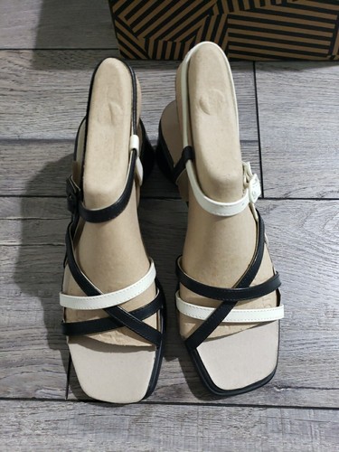 Camper women's Kiara Twins Heeled Sandals, Black & White, Sz 7 - Picture 2 of 11