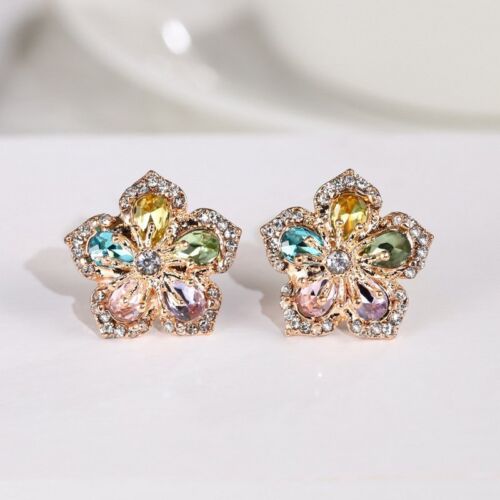 Fashion Gold Plated Crystal Pearl Flower Earrings Ear Stud Women Party Jewellery - Picture 27 of 30