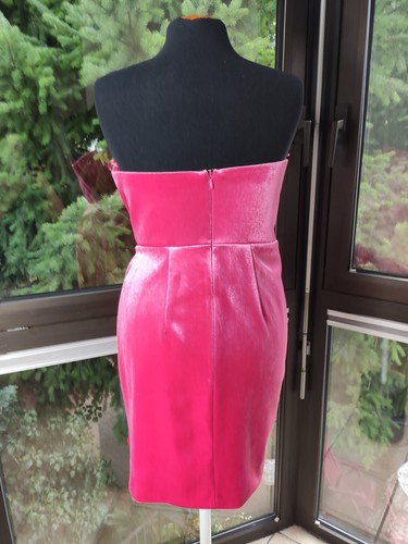 Mini Kleid river island pink samt Straß Silvester dinner weihnachten schulterfre - Bild 9 von 11