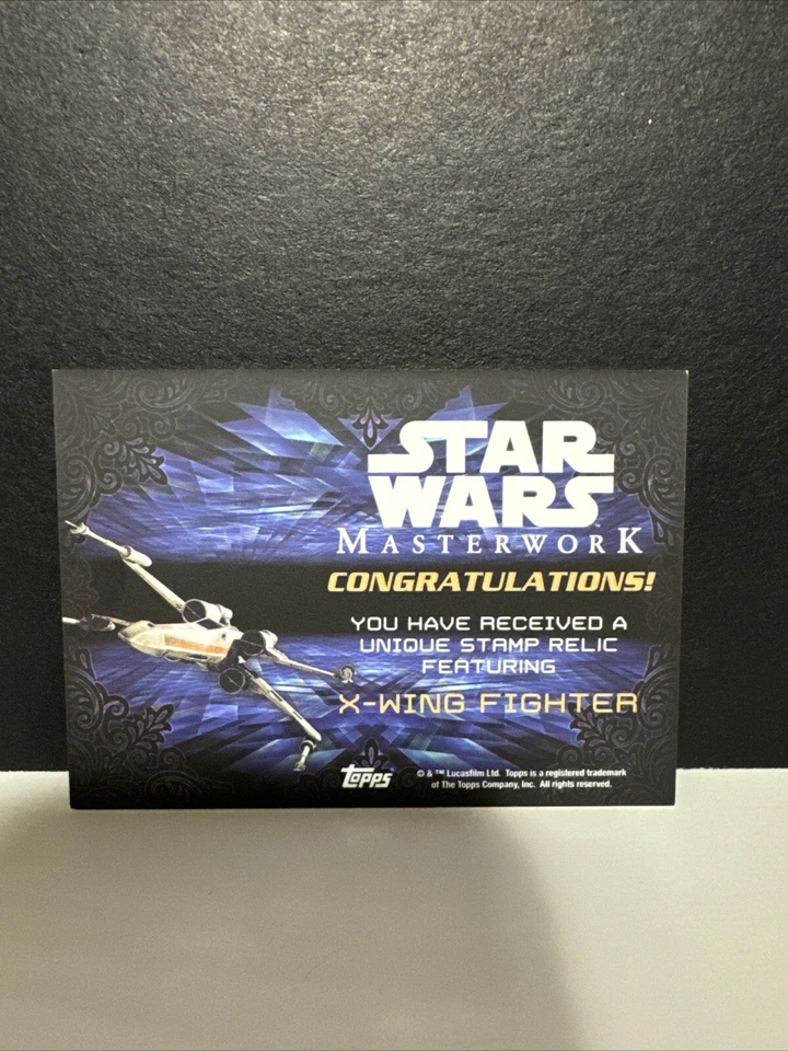 X-Wing Fighter 2015 Topps Star Wars Masterwork STAMP Relic 53/99 Card RARE - Image 2 of 2