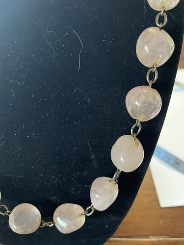 VTG Frosted Crystal Beaded Necklace Iridescent Faux Moonstone 24” Ref CN# 54 - Picture 5 of 6