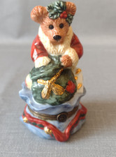Boyds Bears  Friends Bearware Pottery Christmas Bear Hinged Trinket Box Gift
