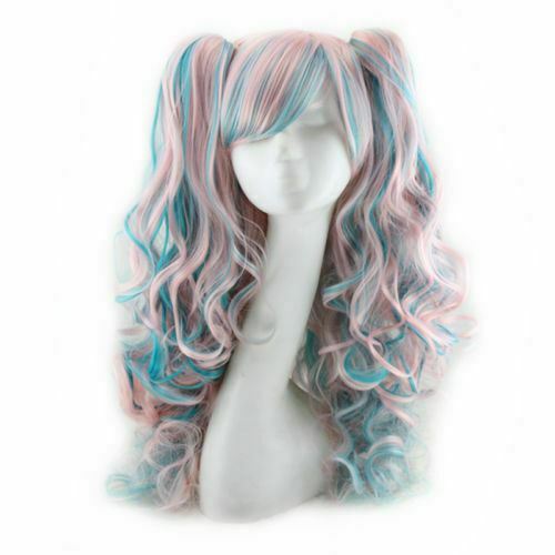 Halloween Lolita Full Curly Wig Pigtails Wavy Hair Cosplay Costume Anime Party - Picture 9 of 22