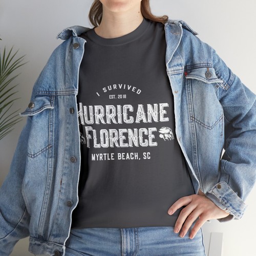 I Survived Hurricane Florence Myrtle Beach SC 2018 Graphic Tee Shirt, S-5XL - Picture 22 of 49
