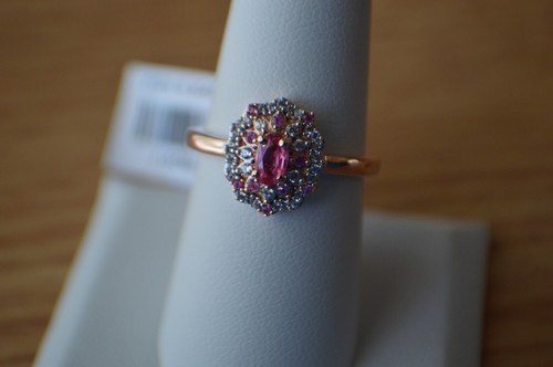 Anello 0,75 ct Premium Mahenge rosa spinello / multi gemma 18 carati RG su argento fine taglia 8 - Foto 9 di 15