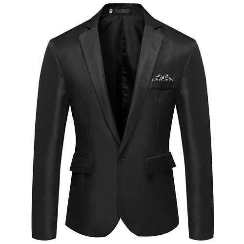 Herren Slim Fit Formal Anzugjacke Hochzeit Smoking Sakko Büro Einem Knopf Mantel - Bild 6 von 18